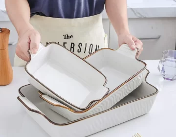 Conjunto de 3 peças de louça para cozinhar branca - venda por grosso - pratos de cerâmica para cozinhar - personalizados - 4