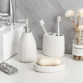 5 Piece Bathroom Accessory Set Wholesale, Ceramic Designer Bath Set Bulk