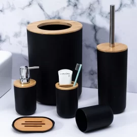Wholesale Ceramic Full Bathroom Set​ with Bamboo Accessories