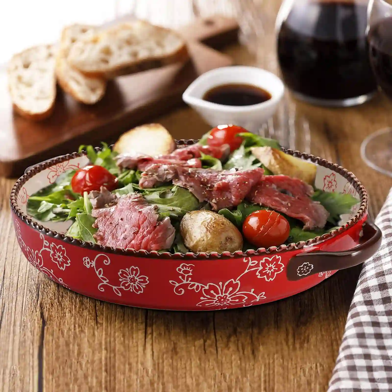 retro-red-round-baking-pan-wholesale-ceramic-bakeware-bulk-2