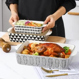 3-Piece Ceramic Baking Dishes Wholesale with Various Patterns