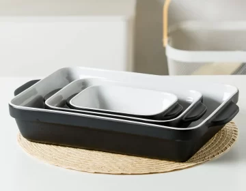 Matte Black Custom Bakeware Set Wholesale Ceramic Baking Dishes for Oven 3