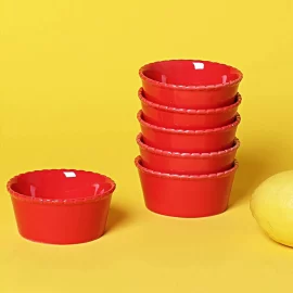 Custom Creme Brulee Ramekins, Red Ceramic Souffle Cups Bulk
